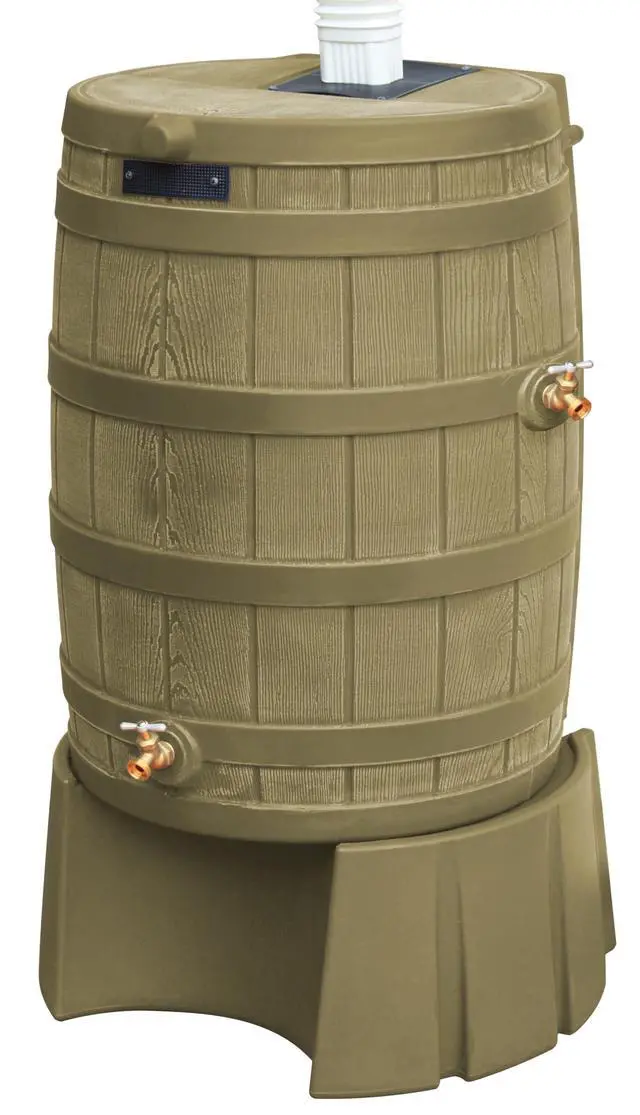 Alt view image 5 of 5 - RW50ST-KHA 50-Gallon Rain Wizard Rain Barrel Stand, Khaki