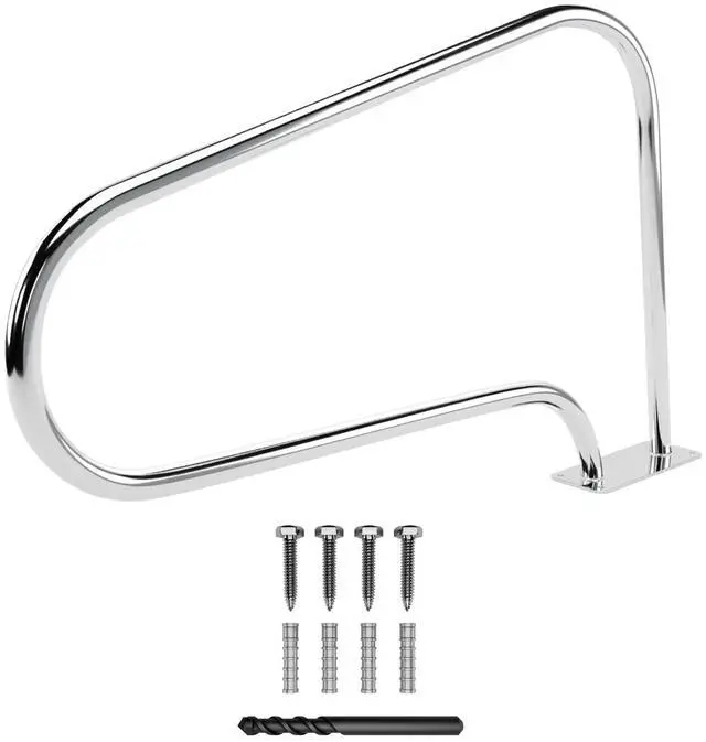 Main image of 30" Stainless Steel Pool Handrail Small Easy Mount Grab Rail, Hardware Included Rustproof Compact Safety Handle for Inground Pools, Spas & Hot Tubs 22" Height