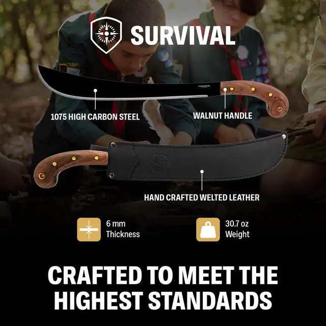 Alt view image 3 of 6 - Tool & Knife Survival Machete with Walnut Handle