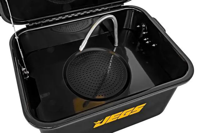 Alt view image 5 of 6 - 5-Gallon Portable Parts Washer | 3.5 Gallon Solvent Capacity | 3.96 Gallon Per Minute Max Pump Output | Heavy Duty Steel | Powder Coated Black with Logo
