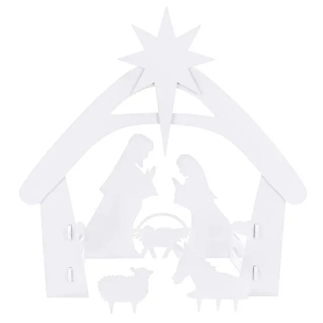 Alt view image 2 of 6 - 4ft Outdoor Nativity Scene, Weather-Resistant Decor, Christmas Holy Family Yard Decoration, Water-Resistant PVC - White