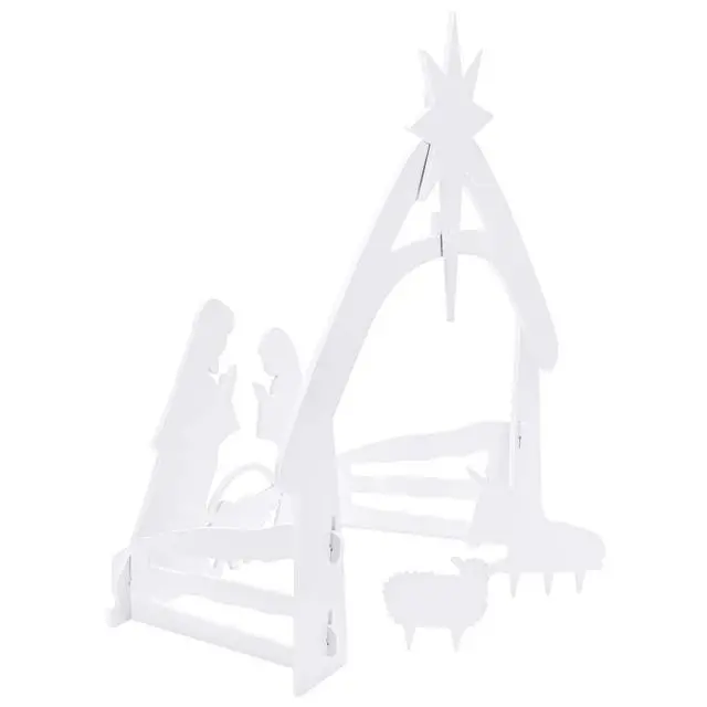 Alt view image 3 of 6 - 4ft Outdoor Nativity Scene, Weather-Resistant Decor, Christmas Holy Family Yard Decoration, Water-Resistant PVC - White