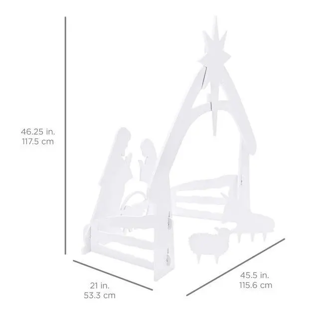 Alt view image 6 of 6 - 4ft Outdoor Nativity Scene, Weather-Resistant Decor, Christmas Holy Family Yard Decoration, Water-Resistant PVC - White
