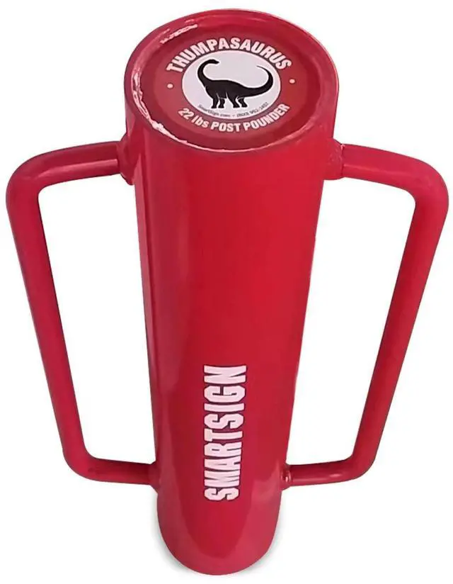 Alt view image 2 of 6 - Post Driver, Heavy Duty 22 lb Steel Post Pounder for Sign Posts/U-Channels/Fence Posts, Red