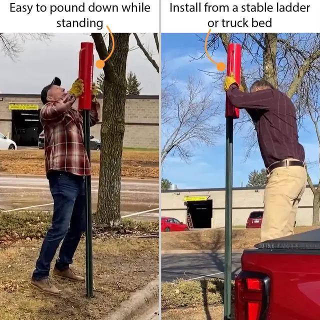 Alt view image 6 of 6 - Post Driver, Heavy Duty 22 lb Steel Post Pounder for Sign Posts/U-Channels/Fence Posts, Red