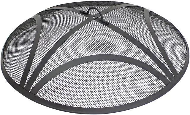 Main image of Sunnydaze Outdoor Patio Fire Pit Screen - Reinforced Steel Mesh Round Fire Pit Spark Screen with Handle - 30" Diameter