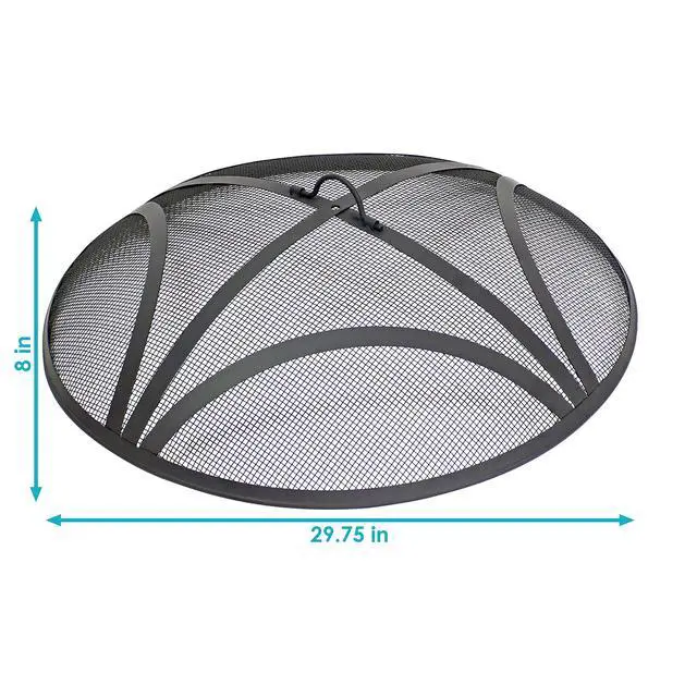 Alt view image 3 of 6 - Sunnydaze Outdoor Patio Fire Pit Screen - Reinforced Steel Mesh Round Fire Pit Spark Screen with Handle - 30" Diameter