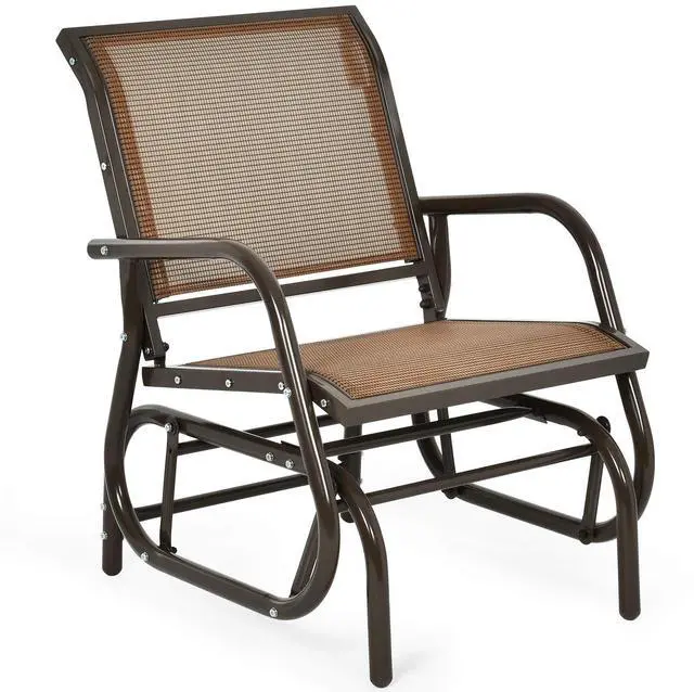 Main image of Swing Glider Chair W/Study Metal Frame Comfortable Patio Chair Love-Seat for Garden, Porch, Backyard, Poolside, Lawn Outdoor Rocking Chair (1, Brown)
