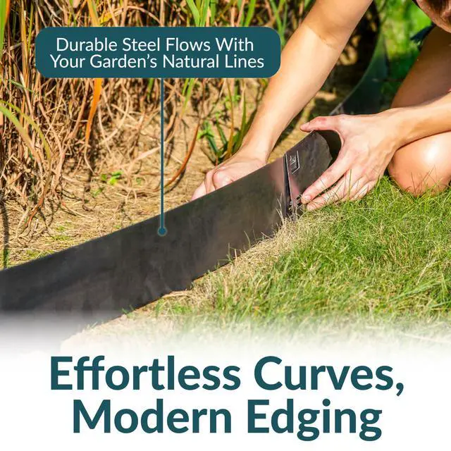 Alt view image 2 of 6 - Sunnydaze 16.7' Metal Landscape Edging Border - 5-Pack of 42 x 7" Steel Garden Edging for Landscaping - Corten Steel - Straight
