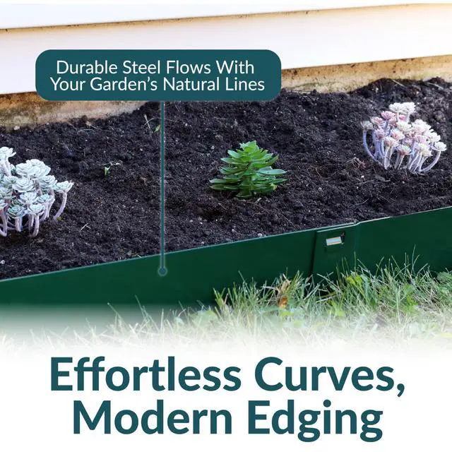 Alt view image 2 of 6 - Sunnydaze 16.7' Metal Landscape Edging Border - 5-Pack of 42 x 7" Steel Garden Edging for Landscaping - Green - Straight