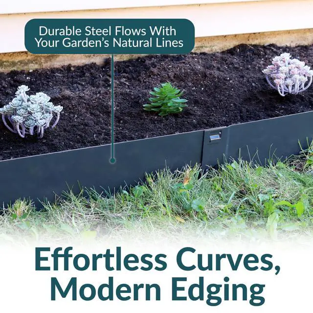 Alt view image 2 of 6 - Sunnydaze 16.7' Metal Landscape Edging Border - 5-Pack of 42 x 7" Steel Garden Edging for Landscaping - Gray - Straight