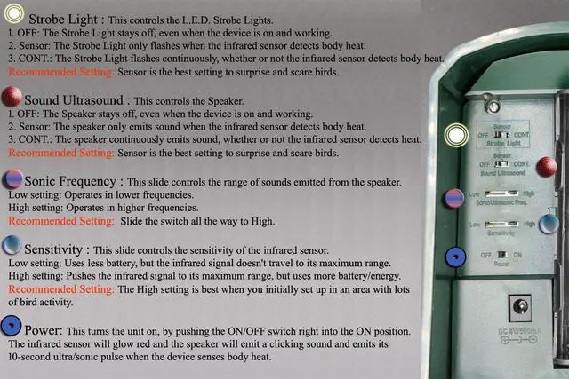 Alt view image 5 of 6 - TSBR610 Advanced Sonic & Ultrasonic Bird Repeller - Includes Triple Scan Technology