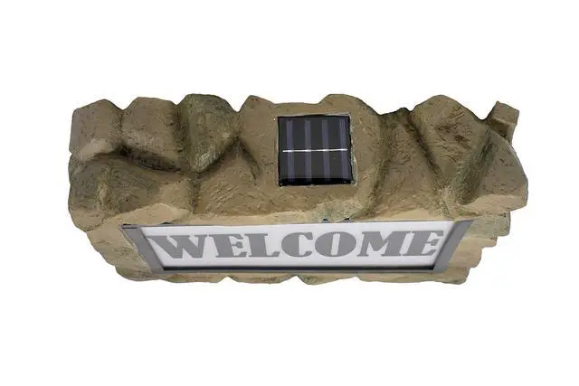 Alt view image 3 of 6 - Solar Power Lighted Sign - LED Illuminated Outdoor Resin Light Up Sign Decor for Home Yard Street (Rock Sign)
