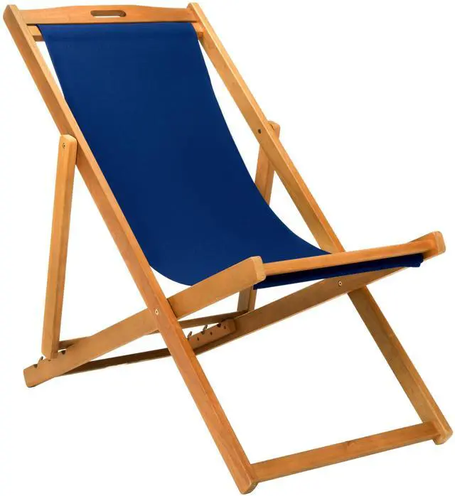Main image of Outdoor - Loren Folding Sling Chair Set of 2 - Brown & Navy - Solid Wood Frame - Portable Bistro Design - Ideal for Patio, Deck, Poolside, Backyard, 24" W x 43" D x 25" H (PAT7040D-SET2)