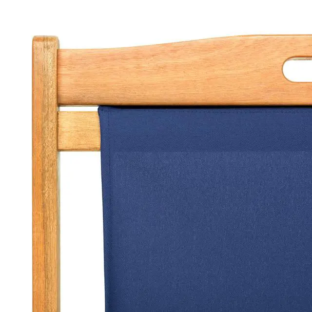 Alt view image 4 of 6 - Outdoor - Loren Folding Sling Chair Set of 2 - Brown & Navy - Solid Wood Frame - Portable Bistro Design - Ideal for Patio, Deck, Poolside, Backyard, 24" W x 43" D x 25" H (PAT7040D-SET2)