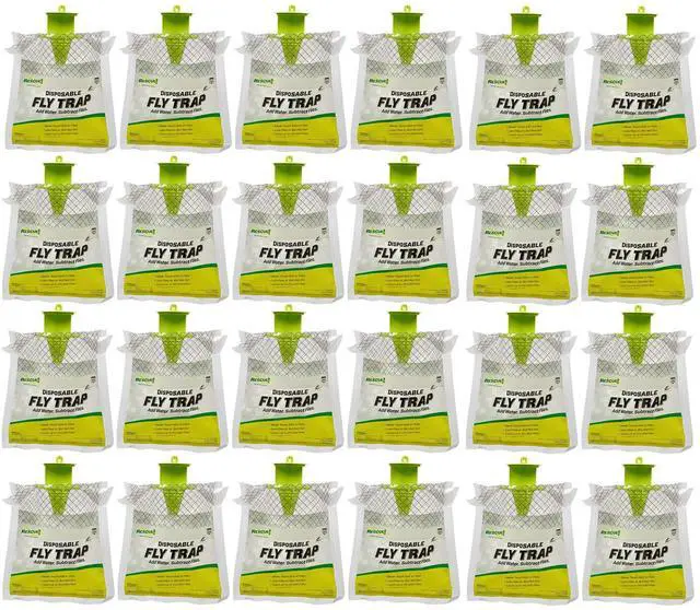 Main image of Outdoor Disposable Fly Trap Hanging Fly Catcher with Attractant Bait, Fly Bag for Patio, Yard, Trash & Farm Areas Easy-to-Use Outdoor Fly Control - 24 Traps