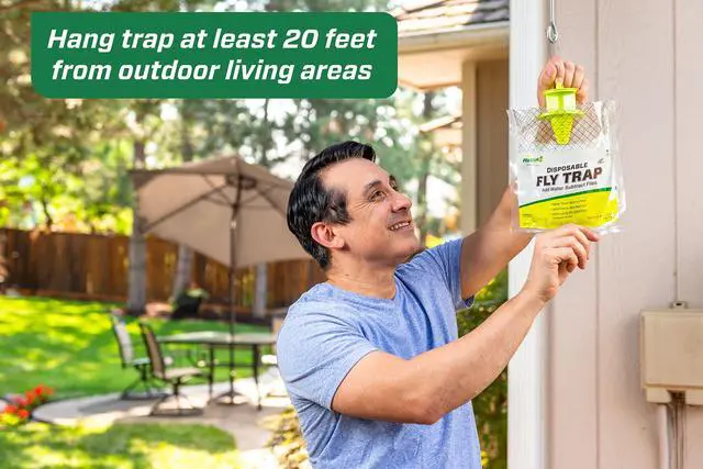 Alt view image 5 of 6 - Outdoor Disposable Fly Trap Hanging Fly Catcher with Attractant Bait, Fly Bag for Patio, Yard, Trash & Farm Areas Easy-to-Use Outdoor Fly Control - 24 Traps