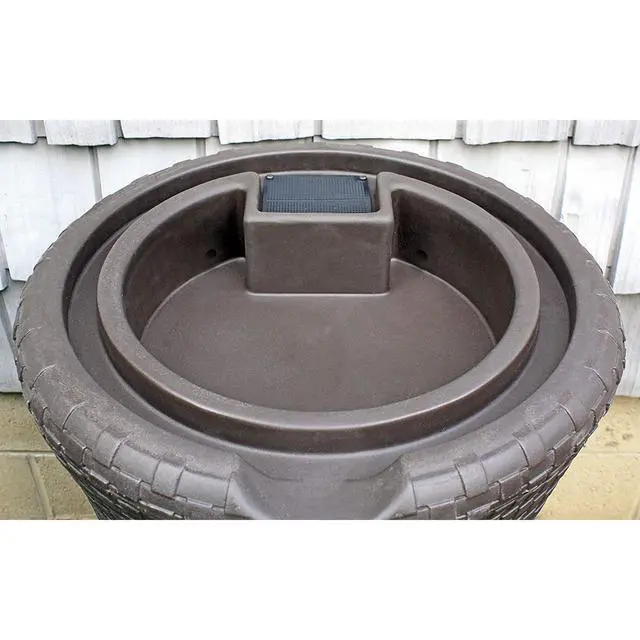 Alt view image 6 of 6 - Impressions 50 Gallon Nantucket Outdoor Home Rain Barrel Water Storage Collector with Garden Planter and Brass Spigot, Dark Brown