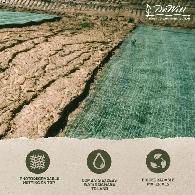 Alt view image 2 of 6 - Dewitt 2-Pack Single Net Excelsior Blanket, Green, 4 x 112.5 Feet Aspen Wood Fiber Erosion Control Mat with Netting for Soil Protection, Grass & Seed Establishment, Ground Cover and Landscaping