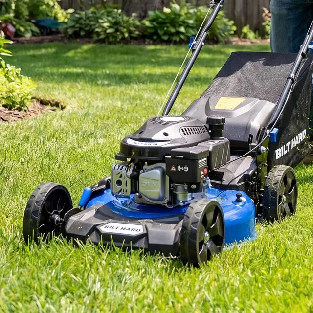 Alt view image 6 of 6 - 21 Inch Lawn Mower Gas Powered, 4-Cycle 144cc Engine, 3-in-1 Push Lawnmower with Bagging, Mulching & Side Discharge, Adjustable 8-Positions Cutting Height, Easy Start