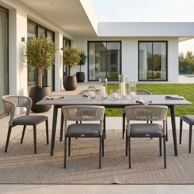 Alt view image 4 of 6 - 2 Pieces Outdoor Dining Chair All-Weather Wicker Aluminum Frame Patio Dining Chair for Lawn Garden Backyard Deck with Cushion, Gray