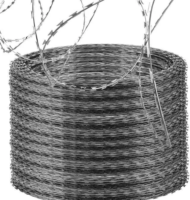 Main image of Razor Wire Fencing, Razor Barbed Wire, Galvanized Steel, 500ft, 10 Rolls, Silver, SD-SRBW17.5-BTO22