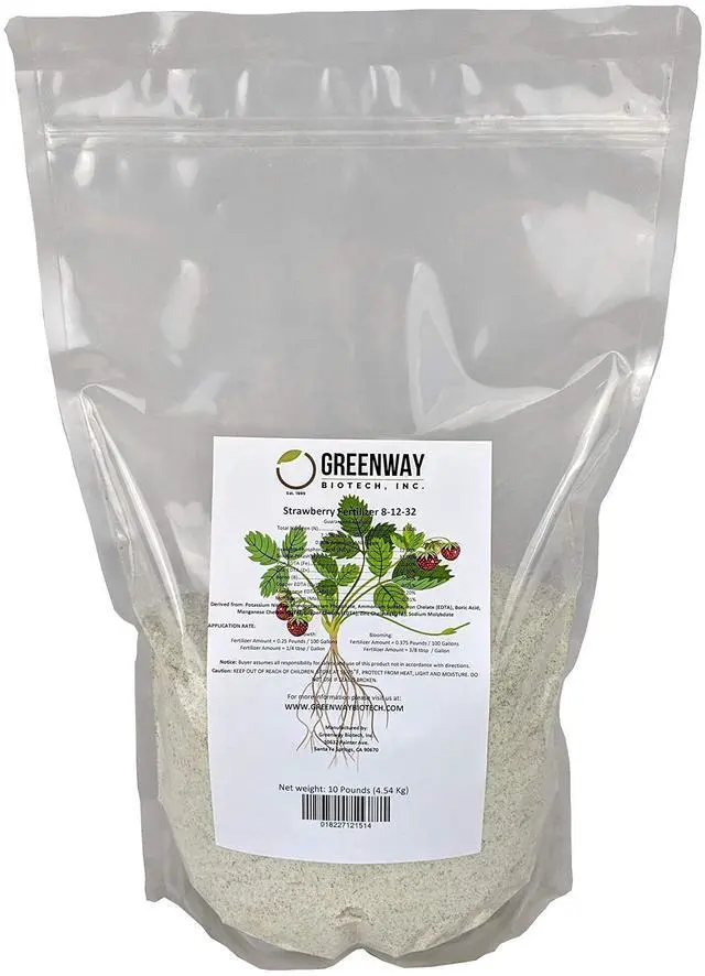 Main image of Strawberry 8-12-32 Fertilizer Powder 100% Water Soluble Plus Trace Minerals- Includes Essential Chelated Micronutrients for Tasty Fruits (10 Pounds 2000 Gallons)