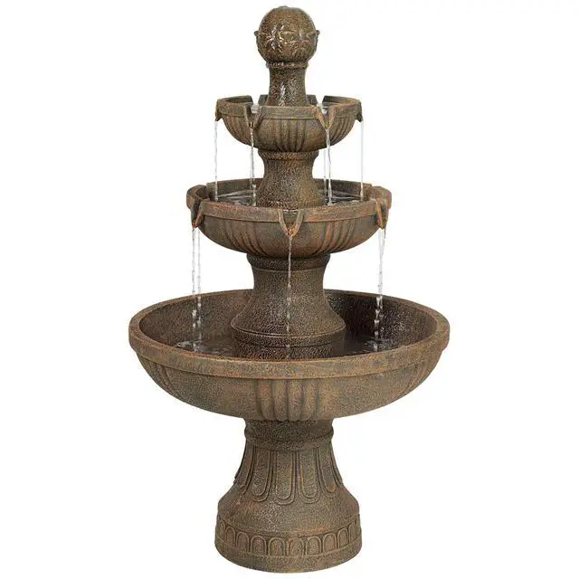 Main image of Ravenna 43" High Large Italian Indoor Outdoor Decor Faux Stone Floor Fountain Standing Waterfall 3-Tier Basin Tall Water Feature for Outside Garden Patio Yard Backyard Porch Deck