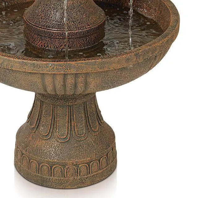 Alt view image 6 of 6 - Ravenna 43" High Large Italian Indoor Outdoor Decor Faux Stone Floor Fountain Standing Waterfall 3-Tier Basin Tall Water Feature for Outside Garden Patio Yard Backyard Porch Deck