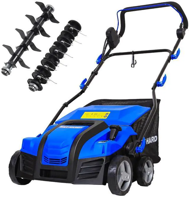 Main image of 16 Inch Dethatcher Scarifier Electric Powered, 15 Amp Copper Motor, 5-Position Depth Adjustment, 14.5 gal Thatch Bag, 2 in 1 Walk Behind Thatch Removing Machine for Lawn