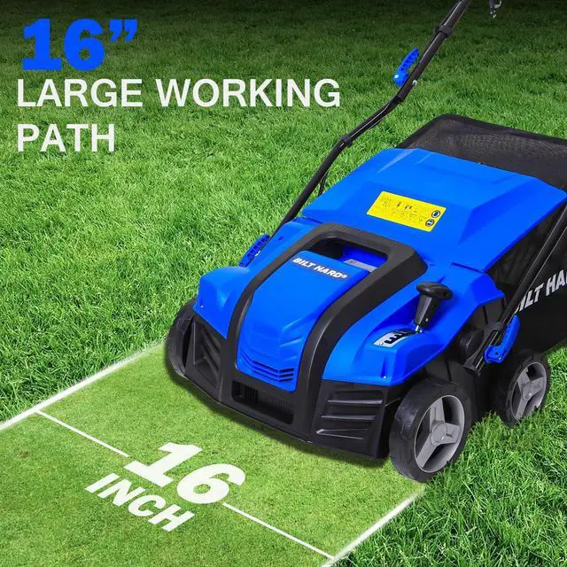 Alt view image 2 of 6 - 16 Inch Dethatcher Scarifier Electric Powered, 15 Amp Copper Motor, 5-Position Depth Adjustment, 14.5 gal Thatch Bag, 2 in 1 Walk Behind Thatch Removing Machine for Lawn