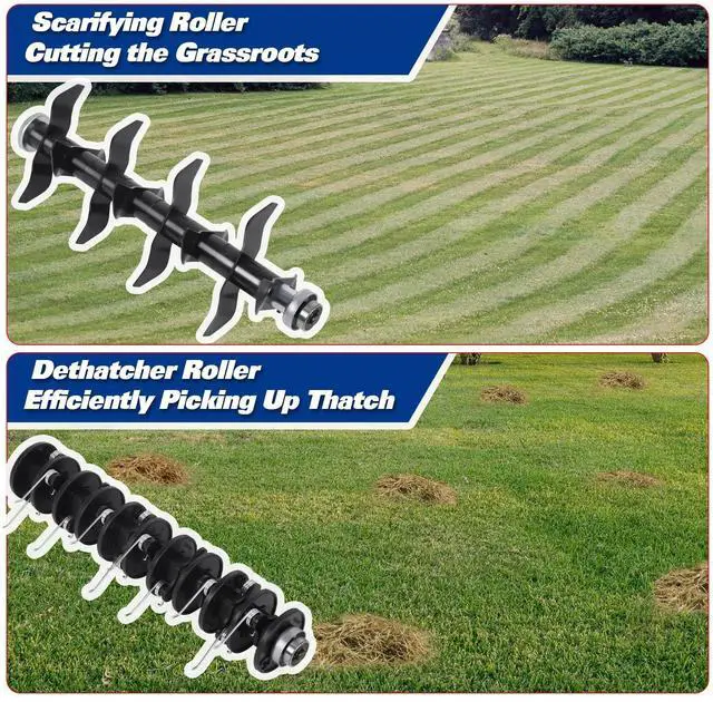 Alt view image 6 of 6 - 16 Inch Dethatcher Scarifier Electric Powered, 15 Amp Copper Motor, 5-Position Depth Adjustment, 14.5 gal Thatch Bag, 2 in 1 Walk Behind Thatch Removing Machine for Lawn