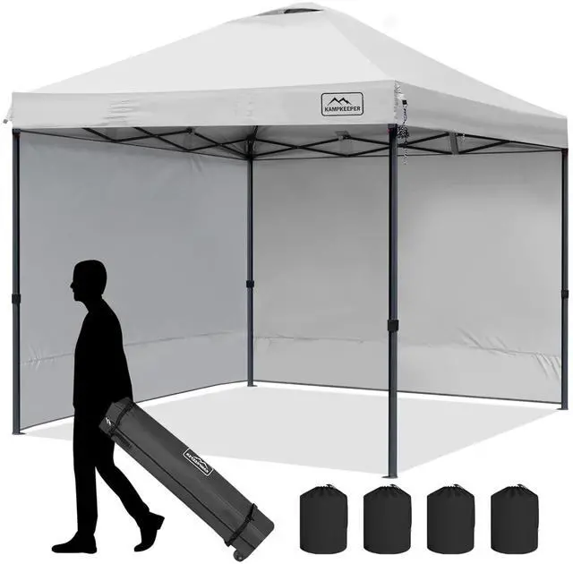Main image of 10x10 Pop-Up Canopy Tent, Waterproof, Portable Shade with Side Walls, Adjustable Instant Outdoor Shelter for Camping, Backyard, and Events, White