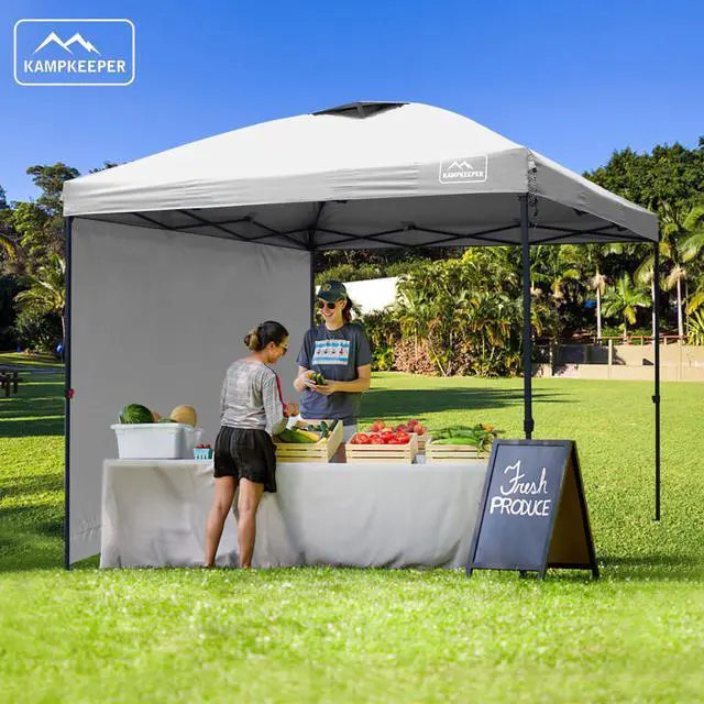 Alt view image 6 of 6 - 10x10 Pop-Up Canopy Tent, Waterproof, Portable Shade with Side Walls, Adjustable Instant Outdoor Shelter for Camping, Backyard, and Events, White