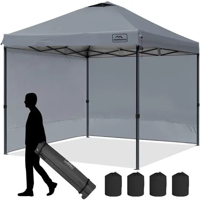Main image of 10x10 Pop-Up Canopy Tent, Waterproof, Portable Shade with Side Walls, Adjustable Instant Outdoor Shelter for Camping, Backyard, and Events, Grey