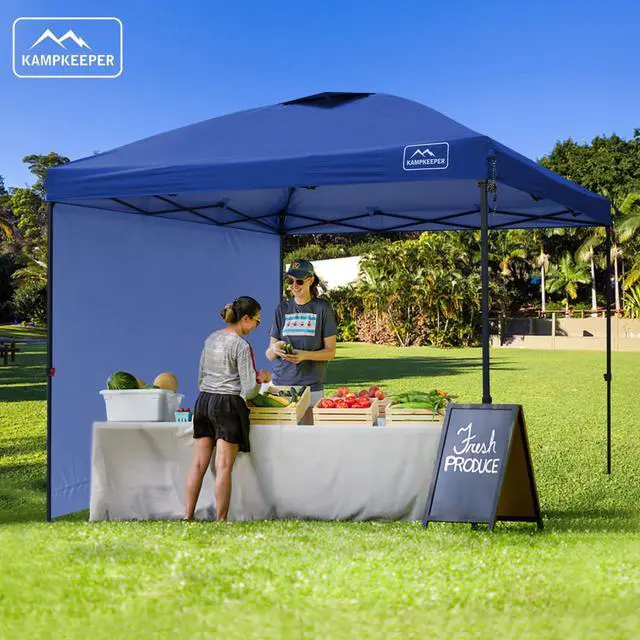 Alt view image 6 of 6 - 10x10 Pop-Up Canopy Tent, Waterproof, Portable Shade with Side Walls, Adjustable Instant Outdoor Shelter for Camping, Backyard, and Events, Navy Blue