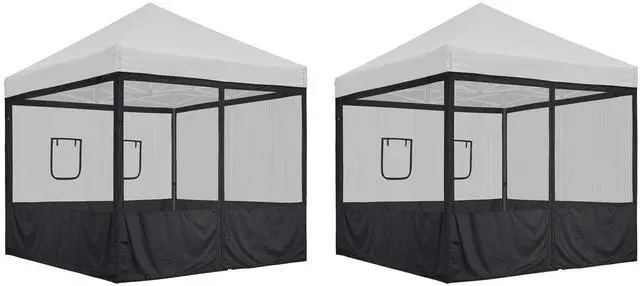 Main image of 8Pcs Pop Up Canopy Half Mesh Sidewall with Window 10x10Ft for Food Booth Commercial Vendor Shelter Mesh Enclosures Screened Walls