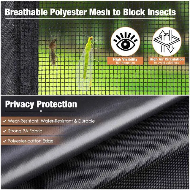 Alt view image 3 of 6 - 8Pcs Pop Up Canopy Half Mesh Sidewall with Window 10x10Ft for Food Booth Commercial Vendor Shelter Mesh Enclosures Screened Walls