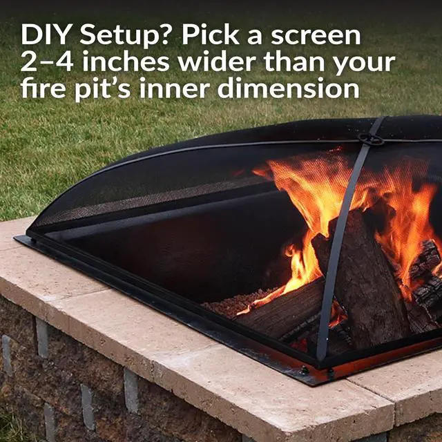 Alt view image 4 of 6 - Sunnydaze Heavy-Duty Steel Mesh Fire Pit Spark Screen Cover - Outdoor Fire Pit Screen Cover - Square - Black - 31-Inch