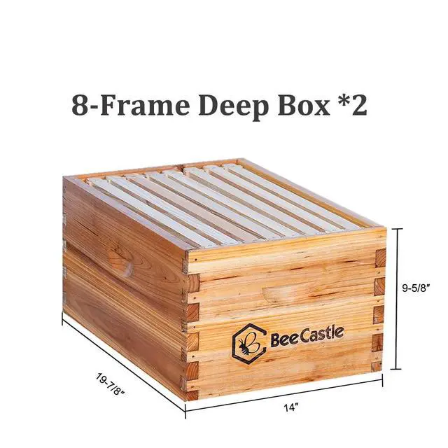 Alt view image 4 of 6 - 8 Frame Langstroth Bee Hive Coated with Beeswax Includes Beehive Frames and Waxed Foundations (2 Deep Boxes & 1 Medium Box)
