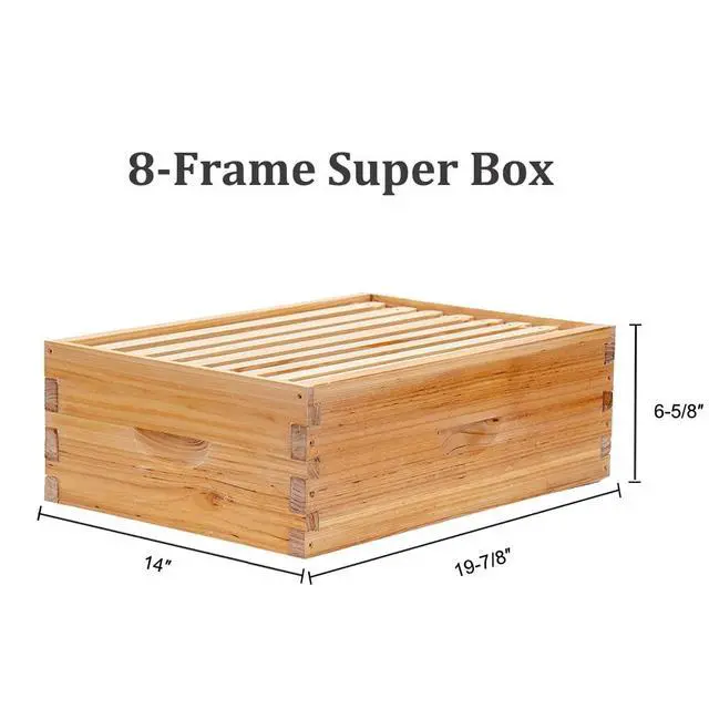 Alt view image 5 of 6 - 8 Frame Langstroth Bee Hive Coated with Beeswax Includes Beehive Frames and Waxed Foundations (2 Deep Boxes & 1 Medium Box)