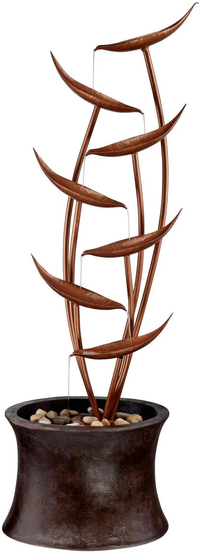 Main image of Ashton Tiered Copper Leaves 41" High Large Modern Indoor Outdoor Cottage Core Decor Resin Floor Fountain Standing Waterfall Cascading Water Feature for Outside Garden Patio Yard