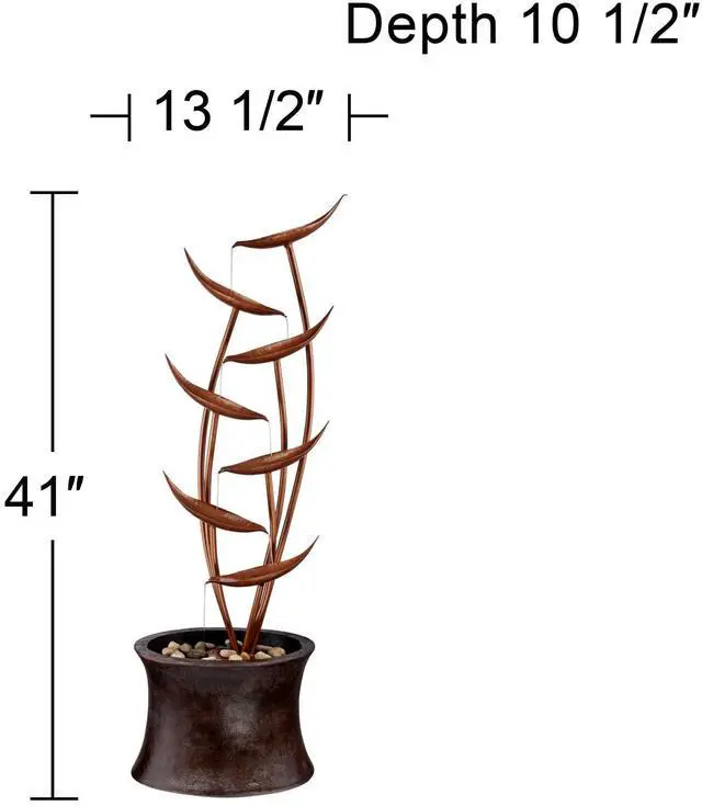 Alt view image 4 of 6 - Ashton Tiered Copper Leaves 41" High Large Modern Indoor Outdoor Cottage Core Decor Resin Floor Fountain Standing Waterfall Cascading Water Feature for Outside Garden Patio Yard