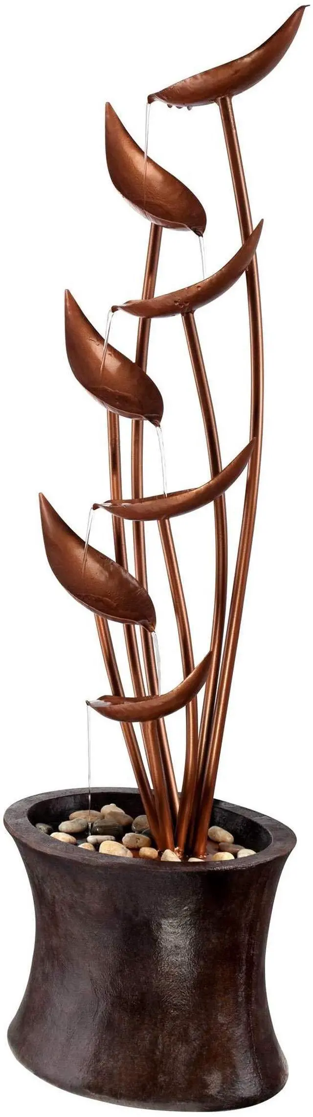 Alt view image 5 of 6 - Ashton Tiered Copper Leaves 41" High Large Modern Indoor Outdoor Cottage Core Decor Resin Floor Fountain Standing Waterfall Cascading Water Feature for Outside Garden Patio Yard