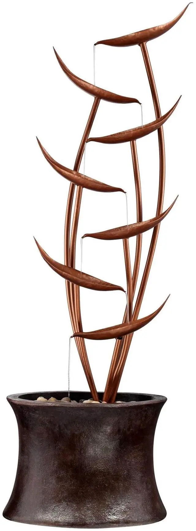 Alt view image 6 of 6 - Ashton Tiered Copper Leaves 41" High Large Modern Indoor Outdoor Cottage Core Decor Resin Floor Fountain Standing Waterfall Cascading Water Feature for Outside Garden Patio Yard