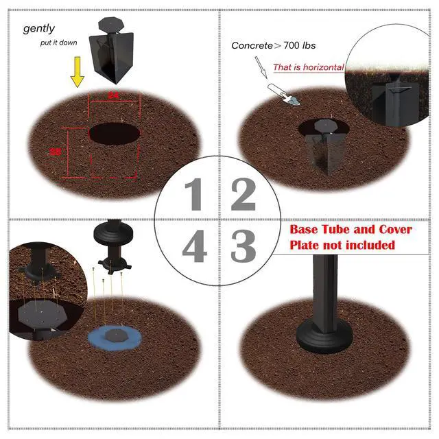 Alt view image 5 of 6 - Offset Patio Umbrella Base in Ground, 24.41"(H) X 11.42"(W)