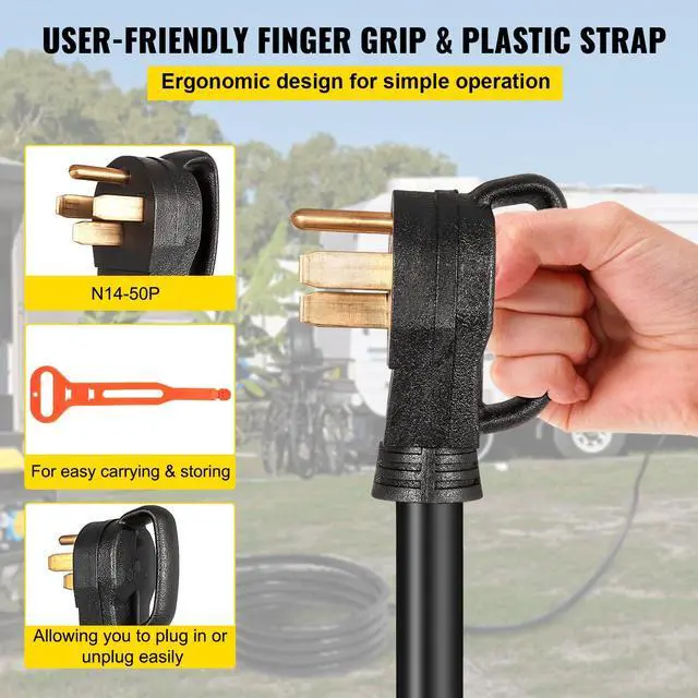 Alt view image 6 of 6 - 30 FT 50 Amp Generator Extension Cord NEMA 14-50P & SS2-50R & CS6364, STW 45446 + 45505 125V 250V Generator Power Cord Twist Lock Connectors