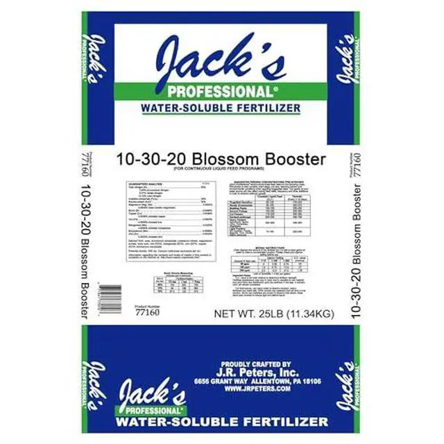 Alt view image 2 of 6 - Jack's Professional 10-30-20 Blossom Booster Water-Soluble Fertilizer with Micronutrients for Increasing Blooms in Plants Grown in Continuous Liquid Feed Programs, 25lbs