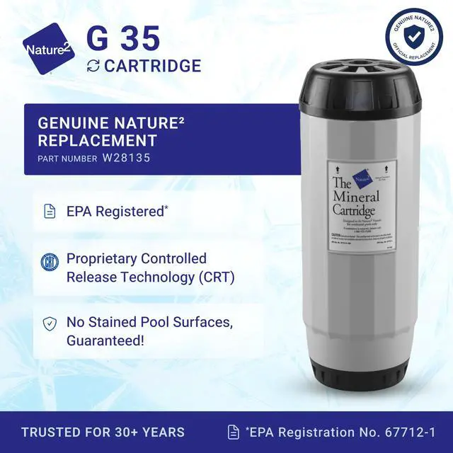 Alt view image 2 of 6 - G35 Mineral Cartridge for Inground Pools up to 35,000 Gallons | Mineral Cartridge for Professional G & Pro G Plus Pool Sanitization Vessels | Authentic Replacement Pool Filter Cartridge