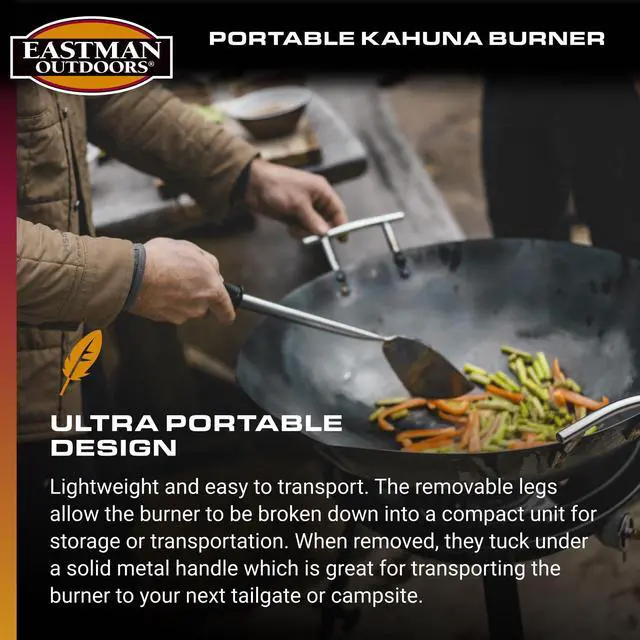 Alt view image 3 of 6 - 90411 Portable Kahuna Burner with XL Pot and Wok Brackets with Adjustable and Removable Legs, Black, Pack of 1